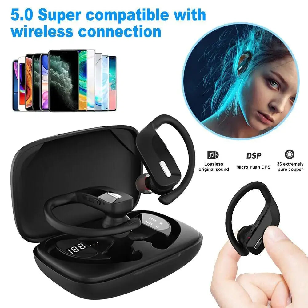 Bluetooth Headset TWS 5.0 Wireless Earphones Earbuds Headphones Stereo Ear Hook Electronic Worldwide