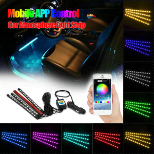 4X 48LED RGB Car Interior Atmosphere Light Strip Electronic Worldwide